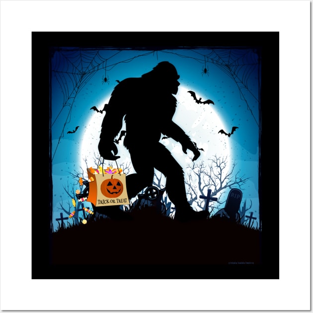 Funny Halloween Bigfoot Trick or Treating Wall Art by Dibble Dabble Designs